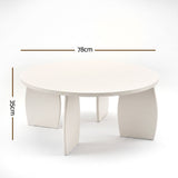 Artiss Round Coffee Table High-Gloss Center Table Minimalist Living Room Furniture 78x35cm Cream White - Side View
