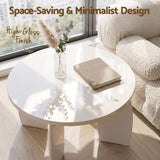 Artiss Round Coffee Table High-Gloss Center Table Minimalist Living Room Furniture 78x35cm Cream White - 45-Degree Angle