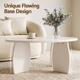 Artiss Round Coffee Table High-Gloss Center Table Minimalist Living Room Furniture 78x35cm Cream White - Rear View