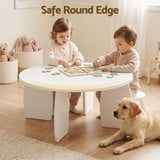 Artiss Round Coffee Table High-Gloss Center Table Minimalist Living Room Furniture 78x35cm Cream White - Close-Up Angle