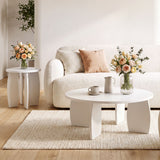 Artiss Round Coffee Table High-Gloss Center Table Minimalist Living Room Furniture 78x35cm Cream White - Low Angle