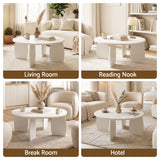 Artiss Round Coffee Table High-Gloss Center Table Minimalist Living Room Furniture 78x35cm Cream White - Extra Image
