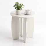 Artiss Round End Table High-Gloss Small Coffee Table Side Bedside Nightstand 40x45cm Cream white - Front View