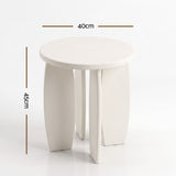 Artiss Round End Table High-Gloss Small Coffee Table Side Bedside Nightstand 40x45cm Cream white - Side View