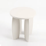 Artiss Round End Table High-Gloss Small Coffee Table Side Bedside Nightstand 40x45cm Cream white