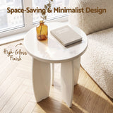 Artiss Round End Table High-Gloss Small Coffee Table Side Bedside Nightstand 40x45cm Cream white - 45-Degree Angle