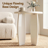 Artiss Round End Table High-Gloss Small Coffee Table Side Bedside Nightstand 40x45cm Cream white - Rear View