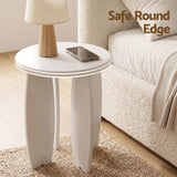 Artiss Round End Table High-Gloss Small Coffee Table Side Bedside Nightstand 40x45cm Cream white - Close-Up Angle