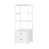 Artiss Bookshelf Display Shelf 2 Drawers 152CM White - Side View