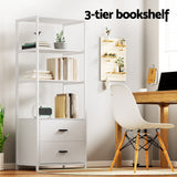 Artiss Bookshelf Display Shelf 2 Drawers 152CM White - Rear View