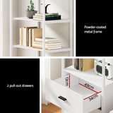 Artiss Bookshelf Display Shelf 2 Drawers 152CM White - Low Angle