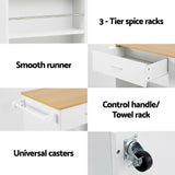 Artiss Kitchen Island Trolley Rolling Serving Cart - Low Angle