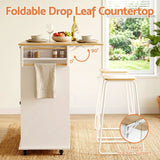 Artiss Kitchen Island Trolley Rolling Serving Cart Storage Drawer Cabinet 150cm White - 45-Degree Angle