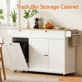 Artiss Kitchen Island Trolley Rolling Serving Cart Storage Drawer Cabinet 150cm White - Rear View