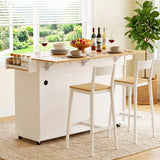 Artiss Kitchen Island Trolley Rolling Serving Cart Storage Drawer Cabinet 150cm White - Low Angle