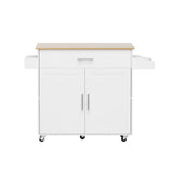 Artiss Kitchen Island Trolley Rolling Serving Cart Storage Drawer Cabinet 90cm White - Top-Down View