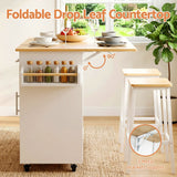 Artiss Kitchen Island Trolley Rolling Serving Cart Storage Drawer Cabinet 90cm White - 45-Degree Angle
