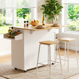 Artiss Kitchen Island Trolley Rolling Serving Cart Storage Drawer Cabinet 90cm White - Low Angle