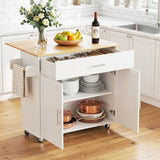 Artiss Kitchen Island Trolley Rolling Serving Cart Storage Drawer Cabinet 90cm White - Extra Image