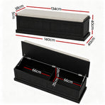 Artiss Storage Ottoman Blanket Box 140cm Fluted Black