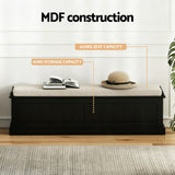 Artiss Storage Ottoman Blanket Box 140cm Fluted Black - Top-Down View