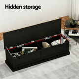 Artiss Storage Ottoman Blanket Box 140cm Fluted Black - 45-Degree Angle