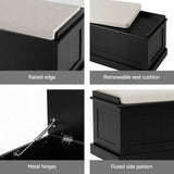 Artiss Storage Ottoman Blanket Box 140cm Fluted Black - Rear View