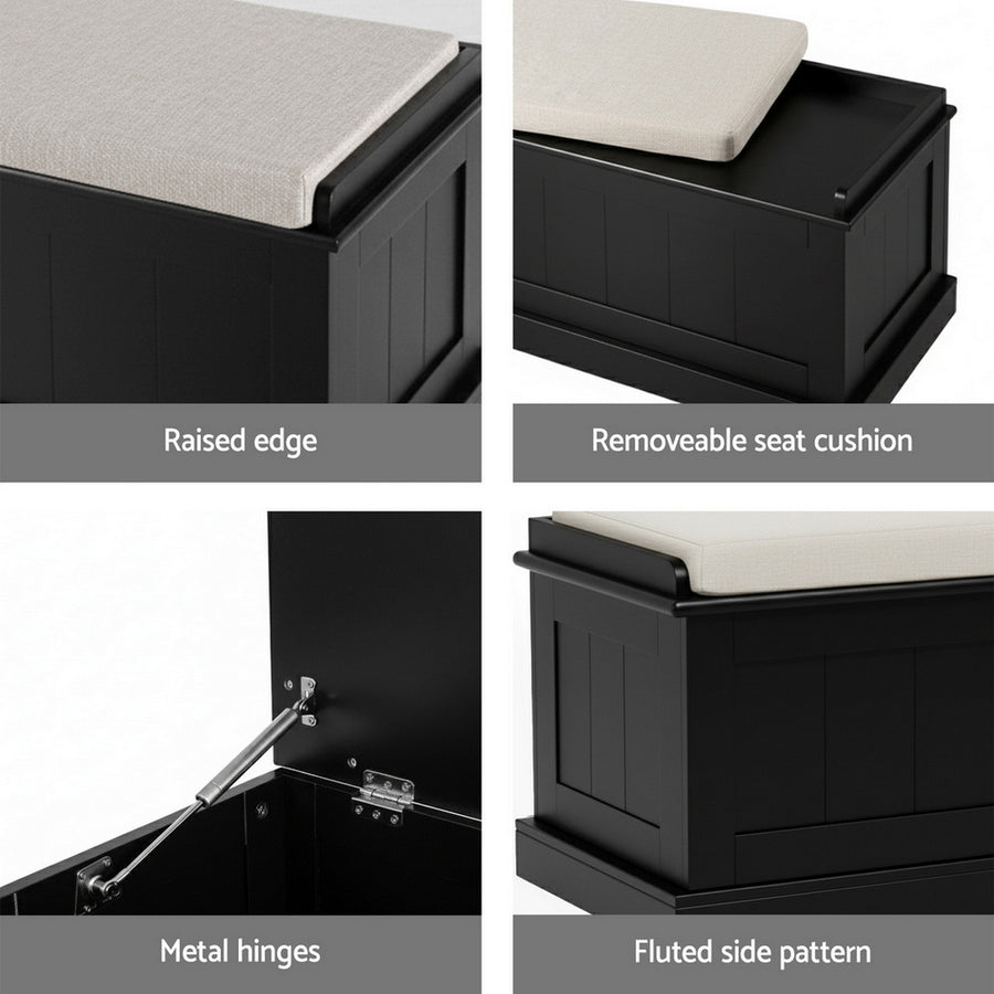 Artiss Storage Ottoman Blanket Box 140cm Fluted Black