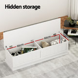 Artiss Storage Ottoman Blanket Box 140cm Fluted Grey - 45-Degree Angle