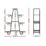 Artiss Plant Stand 9 Tier Metal Flower Pot Shelf Black - Front View