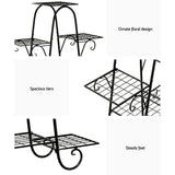 Artiss Plant Stand 9 Tier Metal Flower Pot Shelf Black - Close-Up Angle