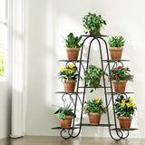 Artiss Plant Stand 9 Tier Metal Flower Pot Shelf Black - Low Angle