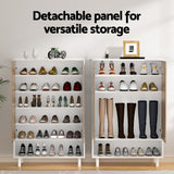 Artiss Shoe Rack Cabinet 24 Pairs 6-tier White - Rear View