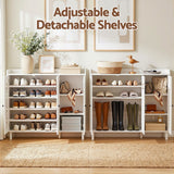 Artiss Shoe Rack Cabinet Storage Cupboard Adjustable Shelf White - Low Angle