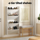 Artiss Shoe Rack 2-tier 12 Pairs Wall Mounted x2 - White - Rear View