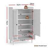 Artiss Shoe Rack Cabinet Storage Cupboard 3 Adjustable Shelves White - Top-Down View