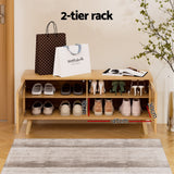 Artiss Shoe Rack Bench Up to 10 Pairs Rattan Starlyn - Top-Down View