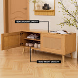 Artiss Shoe Rack Bench Up to 10 Pairs Rattan Starlyn - Rear View