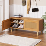 Artiss Shoe Rack Bench Up to 10 Pairs Rattan Starlyn - Close-Up Angle
