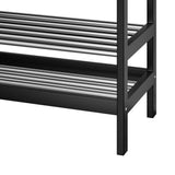Artiss Shoe Rack Cabinet Bamboo Bench 10 Paris Black - Top-Down View