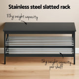 Artiss Shoe Rack Cabinet Bamboo Bench 10 Paris Black - Rear View