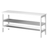 Artiss Shoe Rack Cabinet Bamboo Bench 10 Paris White - Close-Up Angle