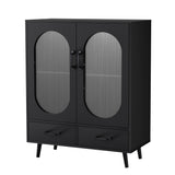 Artiss Buffet Sideboard Double Doors - Black - Side View