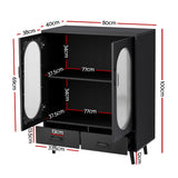 Artiss Buffet Sideboard Double Doors - Black - Top-Down View