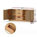Artiss Buffet Sideboard Cabinet Storage Kitchen Cupboard Drawers Round Edge Oak - Side View