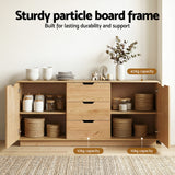 Artiss Buffet Sideboard Cabinet Storage Kitchen Cupboard Drawers Round Edge Oak - 45-Degree Angle