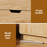 Artiss Buffet Sideboard Cabinet Storage Kitchen Cupboard Drawers Round Edge Oak - Low Angle