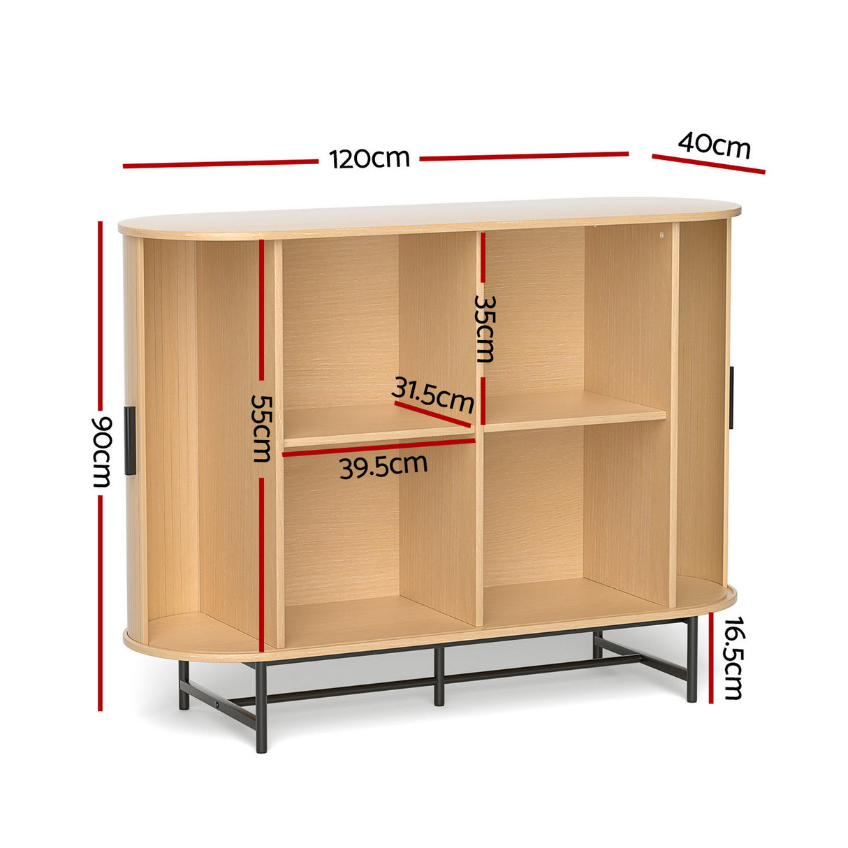 Artiss Buffet Sideboard Cupboard Cabinet Sliding Doors Pantry Storage Oak PIIA