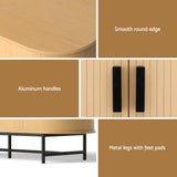 Artiss Buffet Sideboard Cupboard Cabinet Sliding Doors Pantry Storage Oak PIIA - Close-Up Angle
