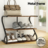 Artiss Shoe Rack Cabinet Shoe Storage Stand 3 Tiers Black - 45-Degree Angle